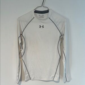 Under Armour White and Gray Long Sleeve Athletic Tee
